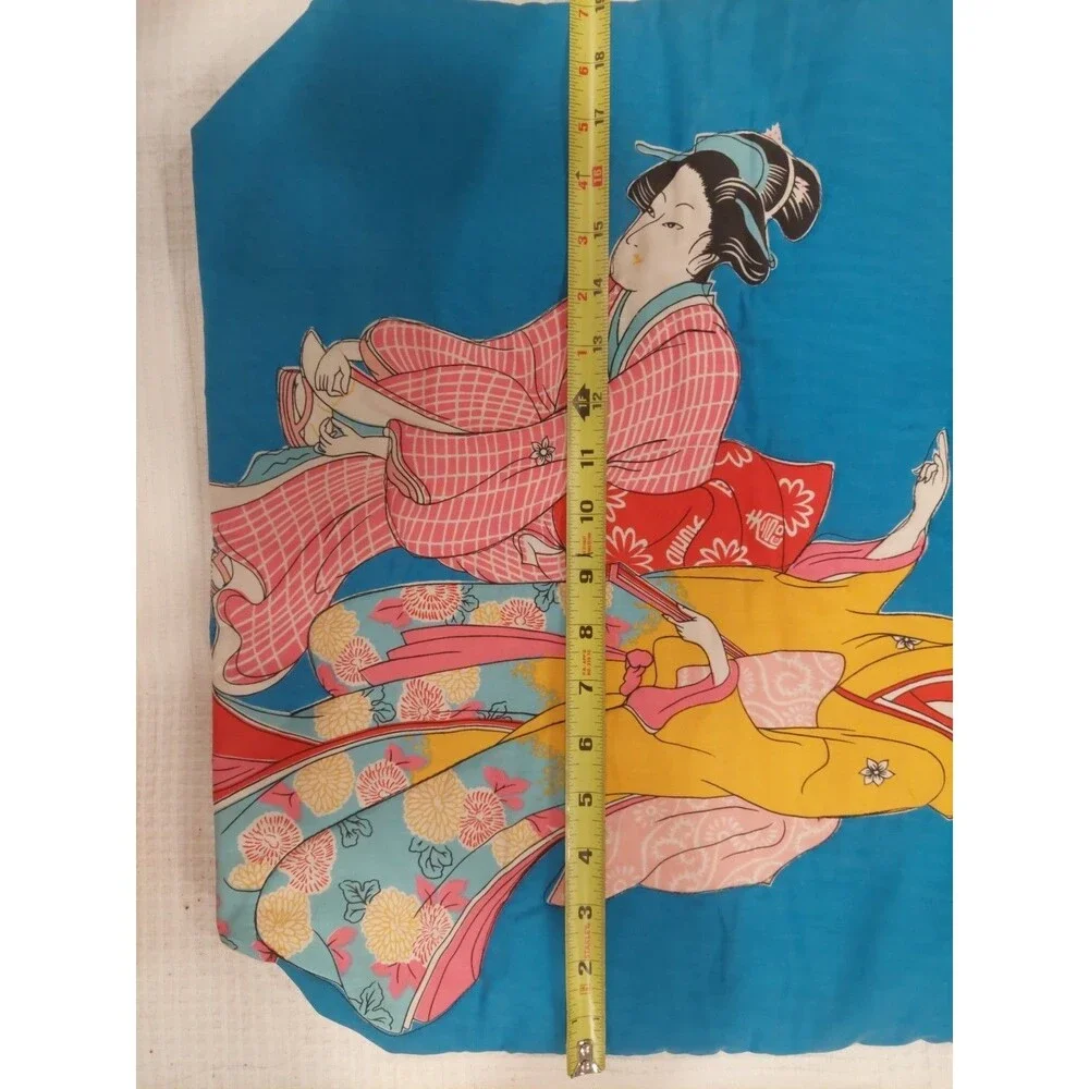 Large Geisha Oriental Japanese Theme Blue Tote Bag